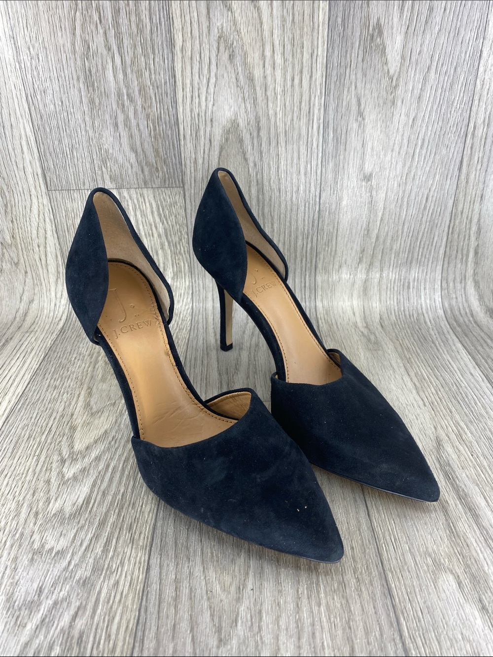 J. Crew Black Suede Pointed-Toe D'Orsay Pumps